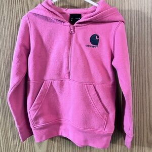 Carhartt Kids Pink Half-Zip Hooded Fleece Sweatshirt